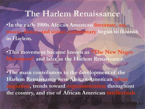 The Harlem Renaissance:  A Flourishing of African American Artistic Expression Amidst Segregation and Social Change